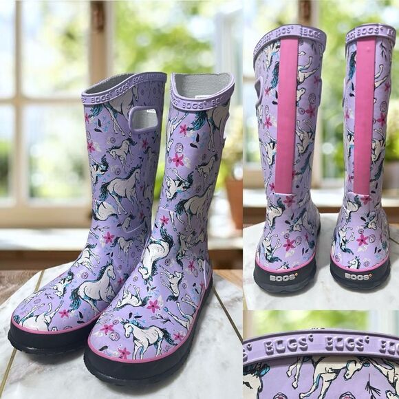 🔥 BOGS 100% Waterproof Unicorn Awesome Winter Rain Boots Big Girls Size 6 EU 39 - Picture 1 of 11
